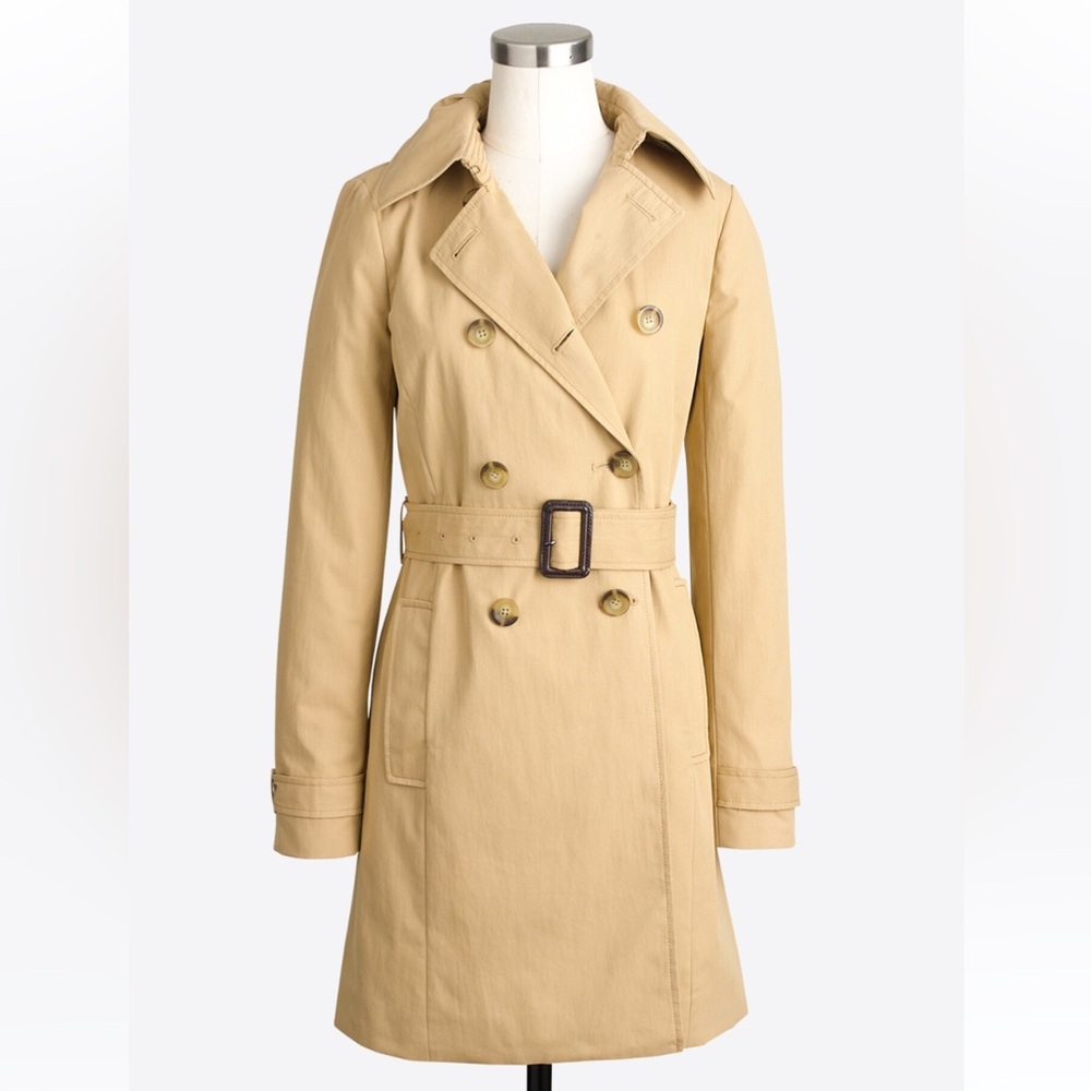 J CREW Belted Double Breasted Trench Coat, 0 Petite